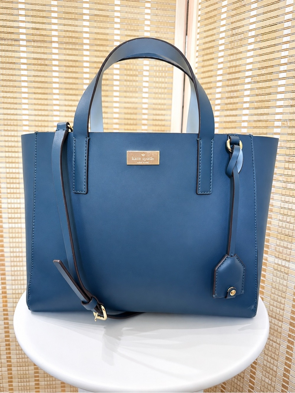 Kate Spade New York Putnam Drive Blue Leather Tote Bag Shoulder Purse Leather